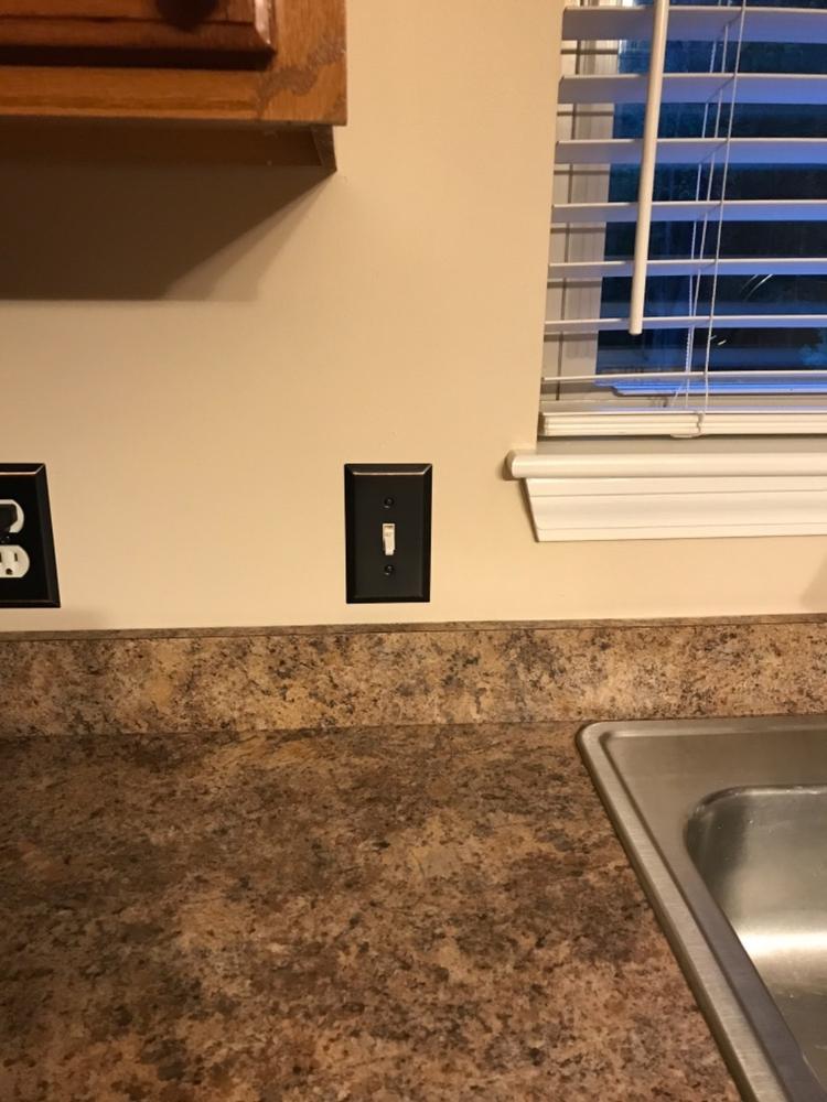 Century Aged Bronze Steel - 1 Toggle Wallplate - Customer Photo From Angie P.