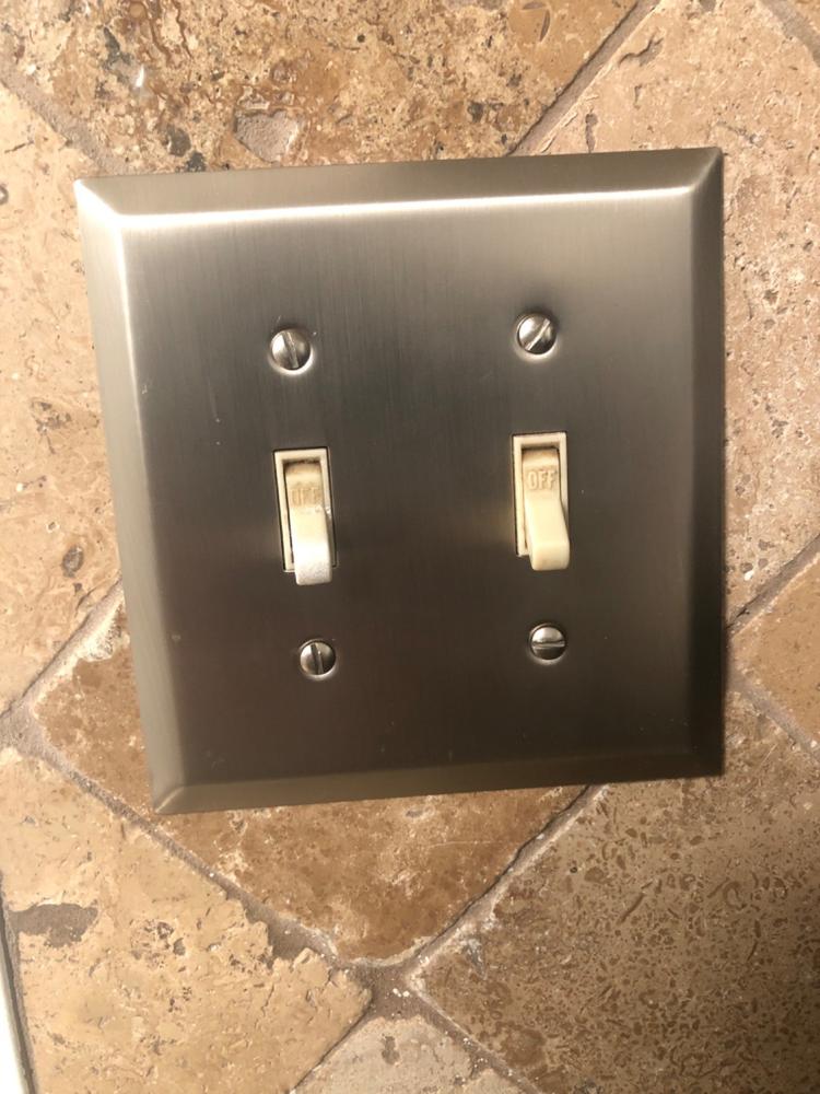 Century Brushed Nickel Steel - 2 Toggle Wallplate - Customer Photo From Joanne Grothusen