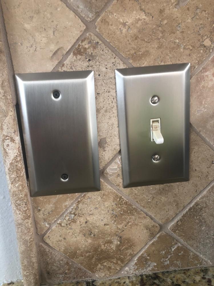 Century Brushed Nickel Steel - 2 Toggle Wallplate - Customer Photo From Joanne Grothusen