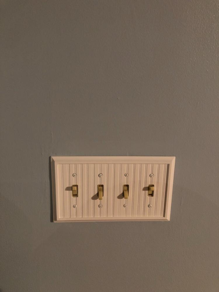 Cottage White Wood - 4 Toggle Wallplate - Customer Photo From Nancy M.
