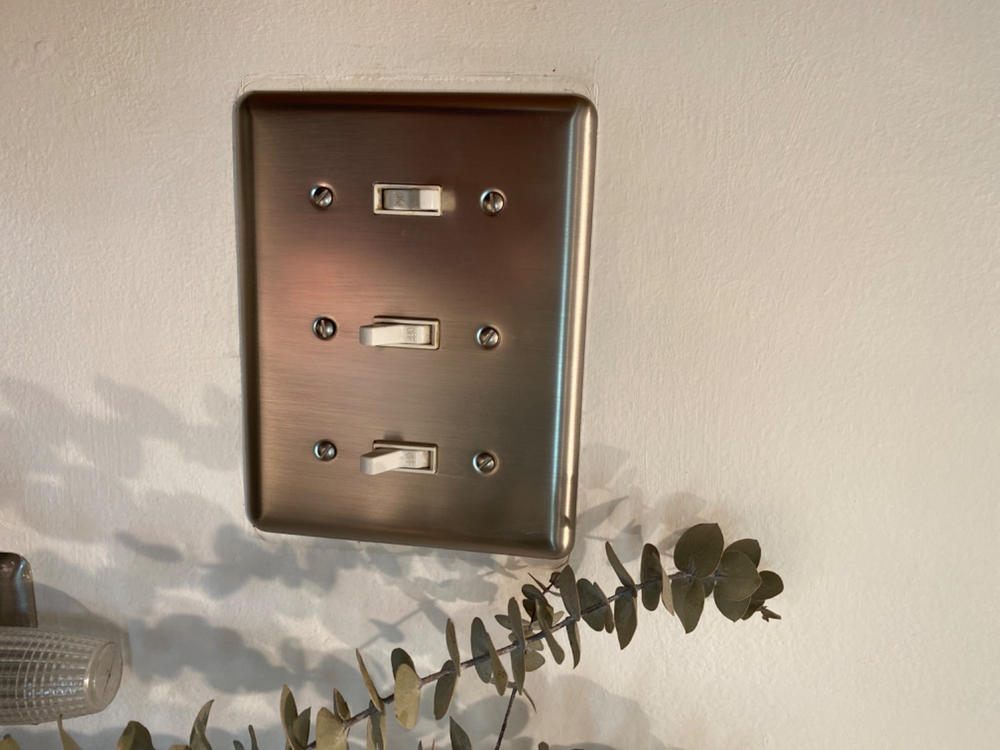 Devon Brushed Nickel Steel - 3 Toggle Wallplate - Customer Photo From Nina Juergens