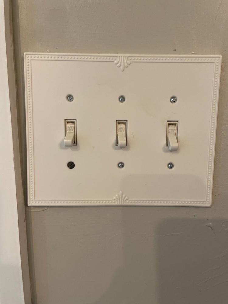 Richmond White Oversized Plastic - 3 Toggle Wallplate - Customer Photo From Linda Farber