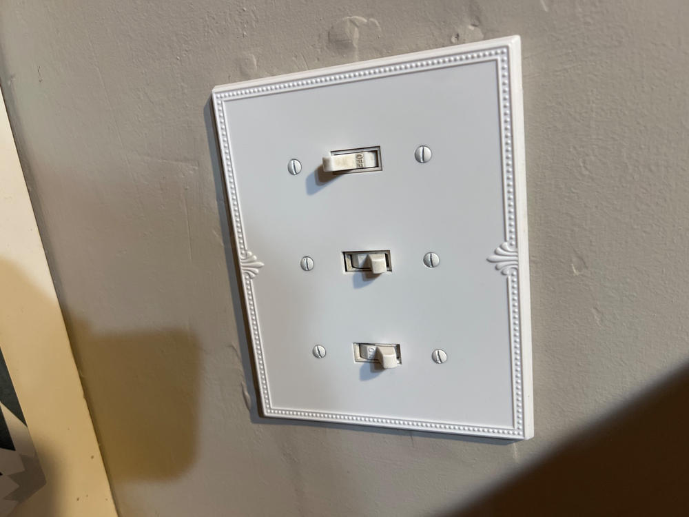 Richmond White Oversized Plastic - 3 Toggle Wallplate - Customer Photo From Suzanne Link
