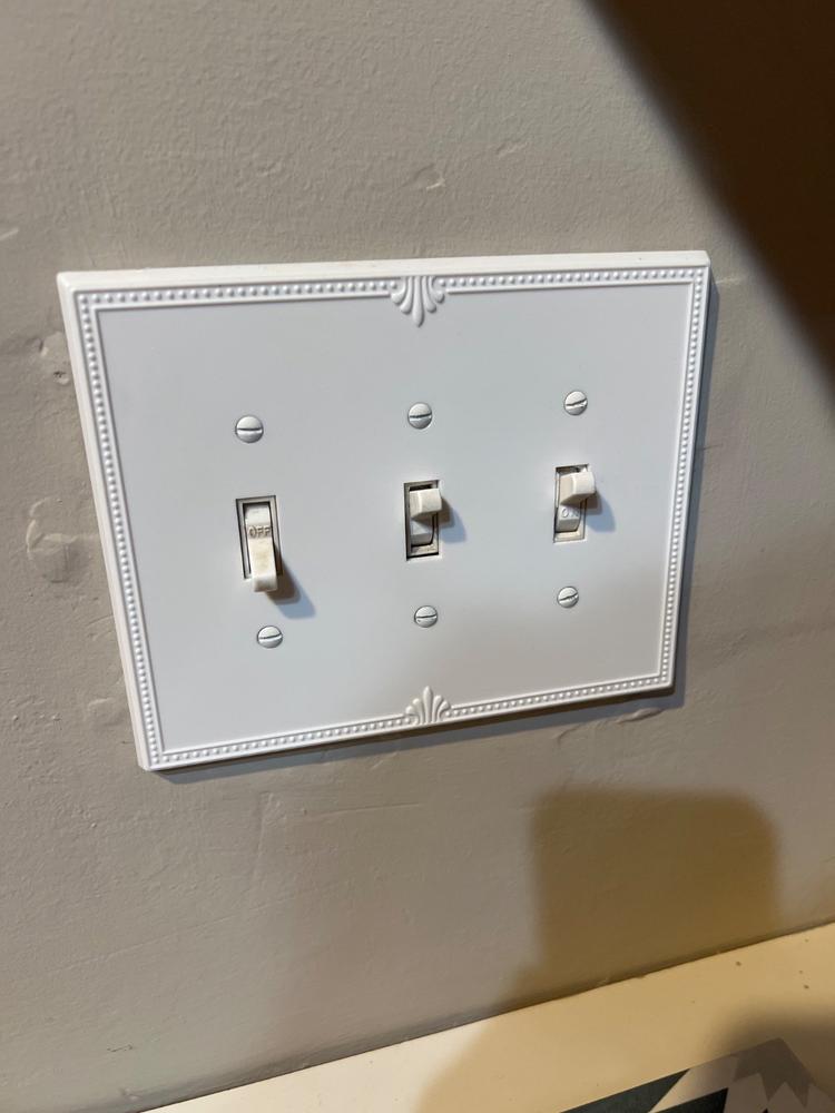 Richmond White Oversized Plastic - 3 Toggle Wallplate - Customer Photo From Suzanne Link