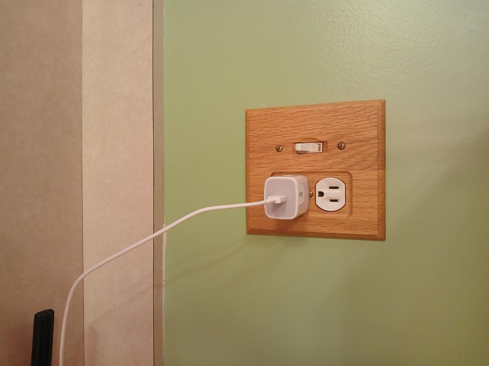 Carson Light Oak Wood - 1 Toggle / 1 Duplex Wallplate - Customer Photo From Lori M Urig