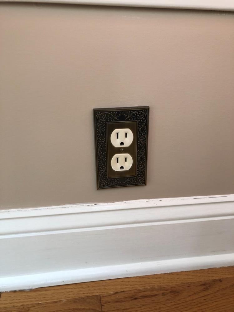 English Garden Brushed Brass Cast - 1 Duplex Wallplate - Customer Photo From Teresa M.
