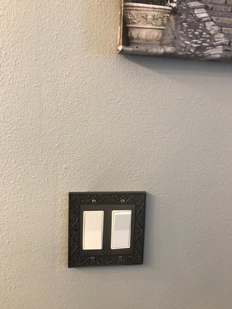 English Garden Antique Nickel Cast - 2 Rocker Wallplate - Customer Photo From Susan Noyes