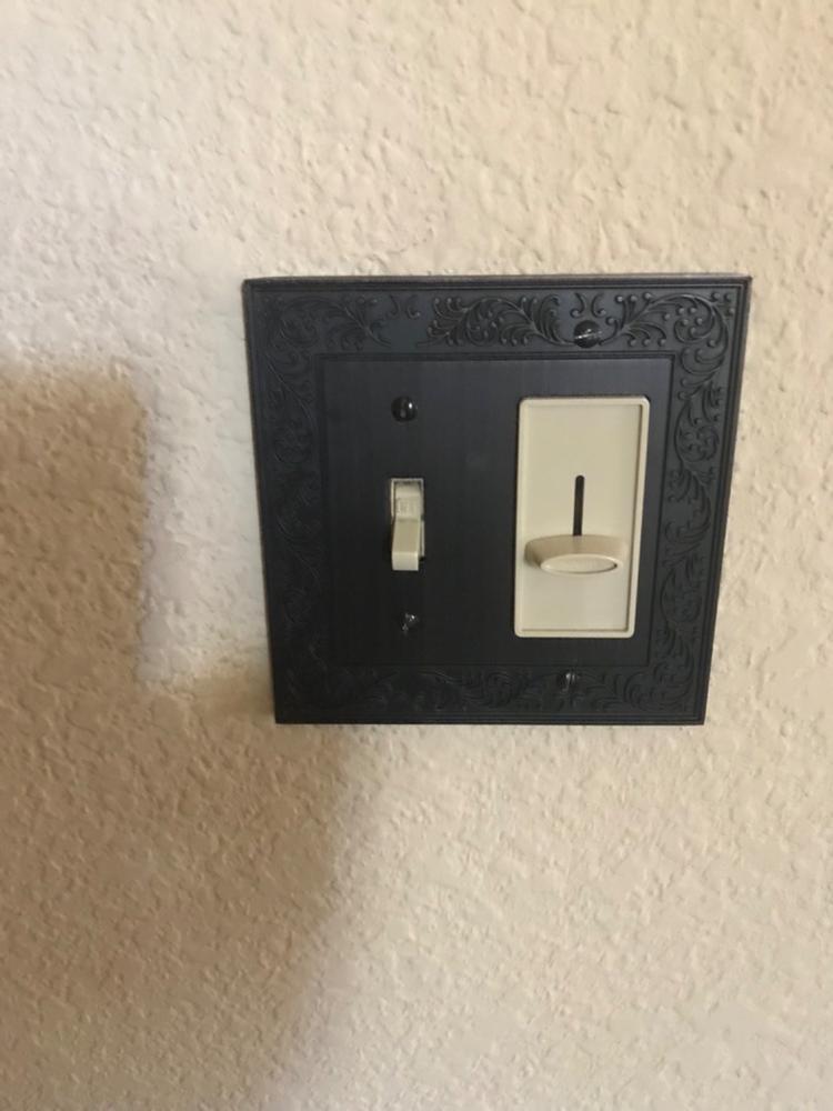 English Garden Aged Bronze Cast - 1 Toggle Wallplate - Customer Photo From Julie Lezie