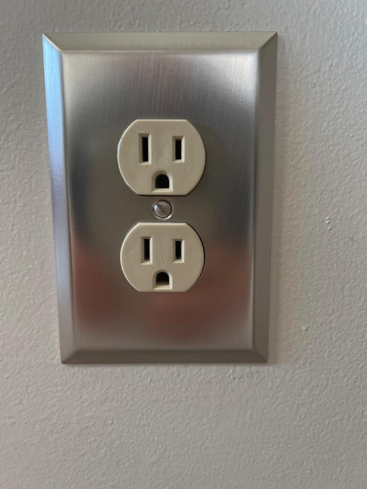 Oversized Brushed Nickel Steel - 1 Duplex Wallplate - Customer Photo From Kayla Shields