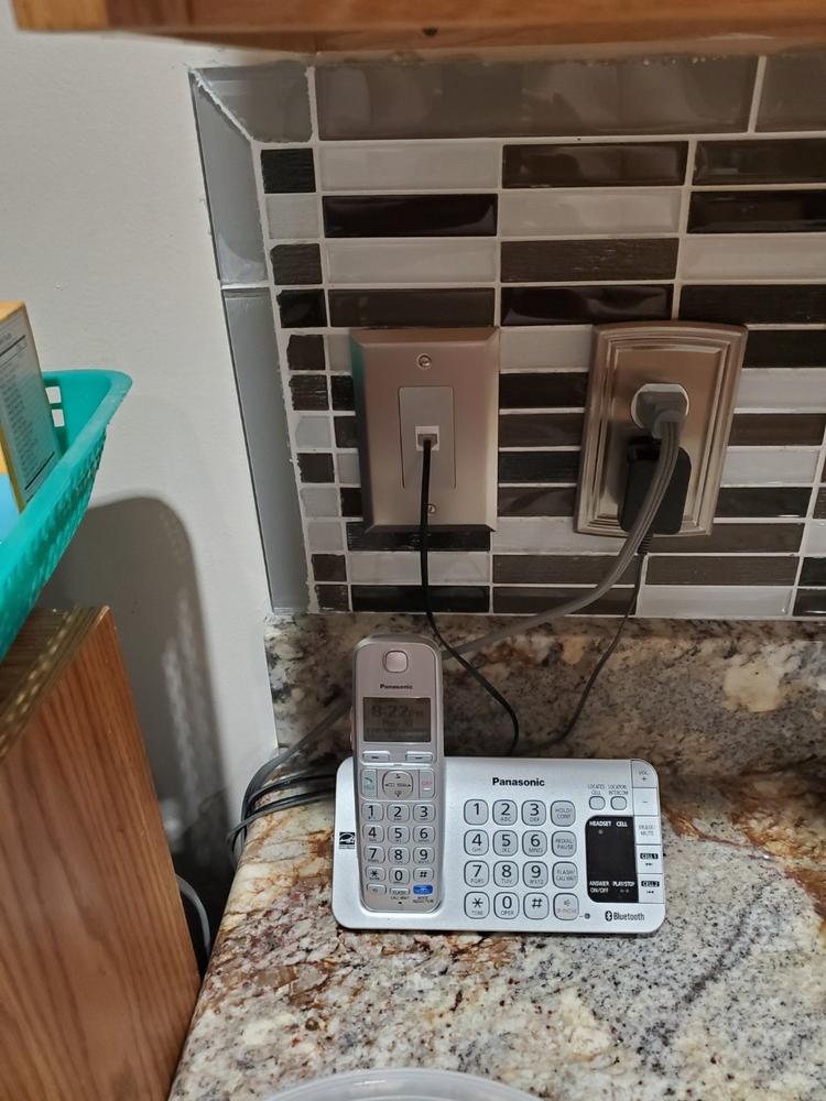 Oversized Brushed Nickel Steel - 1 Phone Jack Wallplate - Customer Photo From David L.