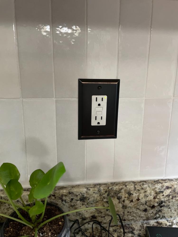 Oversized Aged Bronze Steel - 1 Rocker Wallplate - Customer Photo From Kirsten K Klym