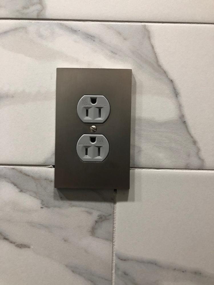 Elan Brushed Nickel Cast - 1 Duplex Wallplate - Customer Photo From William M.