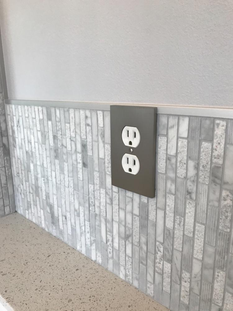 Elan Brushed Nickel Cast - 1 Duplex Wallplate - Customer Photo From Tyson Swanson