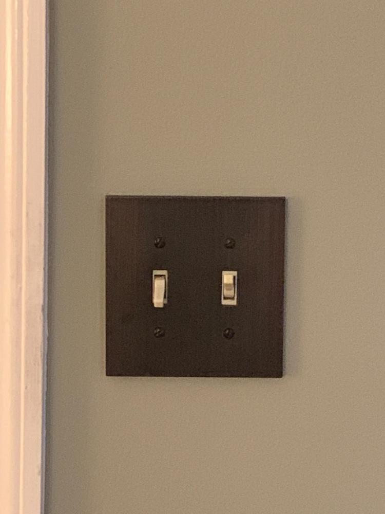 Elan Aged Bronze Cast - 2 Toggle Wallplate - Customer Photo From June Turner