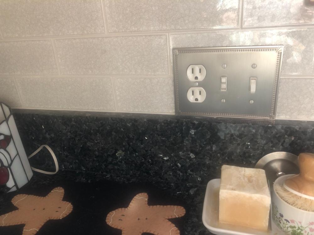 Imperial Bead Brushed Nickel Cast - 1 Rocker Wallplate - Customer Photo From judith Decosta