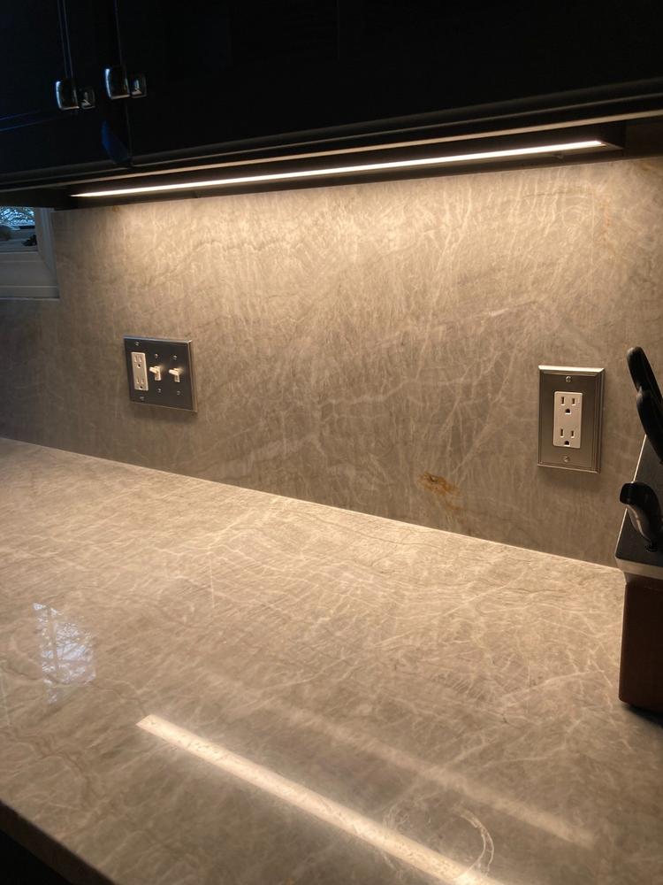 Metro Line Brushed Nickel Cast - 1 Rocker Wallplate - Customer Photo From Pamela Nervo