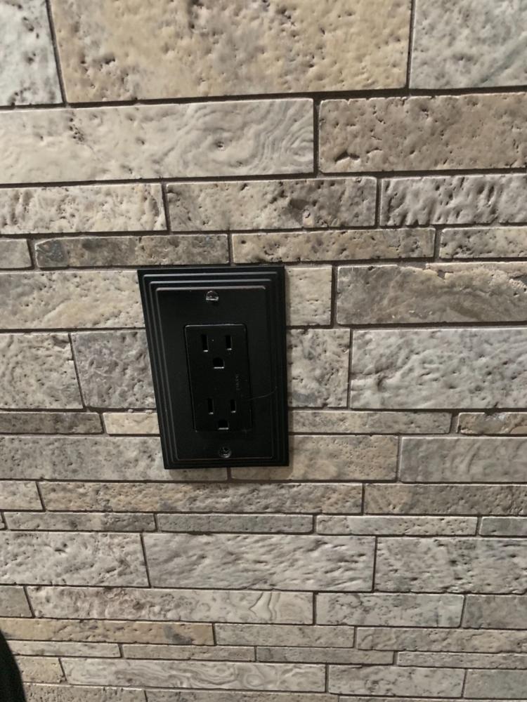 Steps Aged Bronze Cast - 1 Duplex Wallplate - Customer Photo From Kelly D.