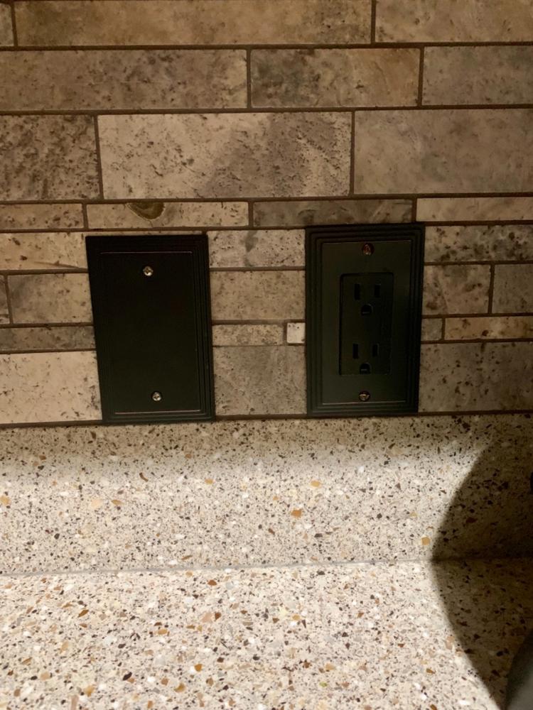 Steps Aged Bronze Cast - 1 Duplex Wallplate - Customer Photo From Kelly D.