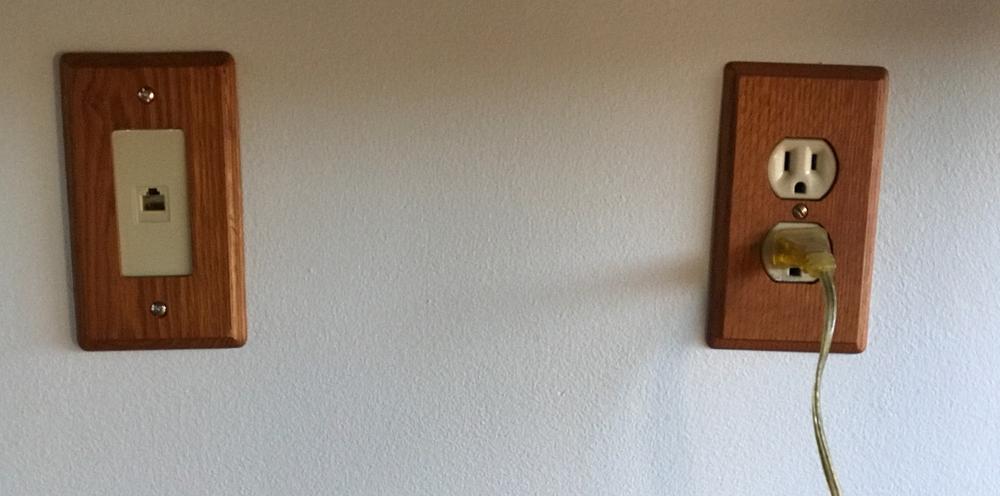 Contemporary Medium Oak Wood - 1 Phone Jack Wallplate - Customer Photo From Mary Cat