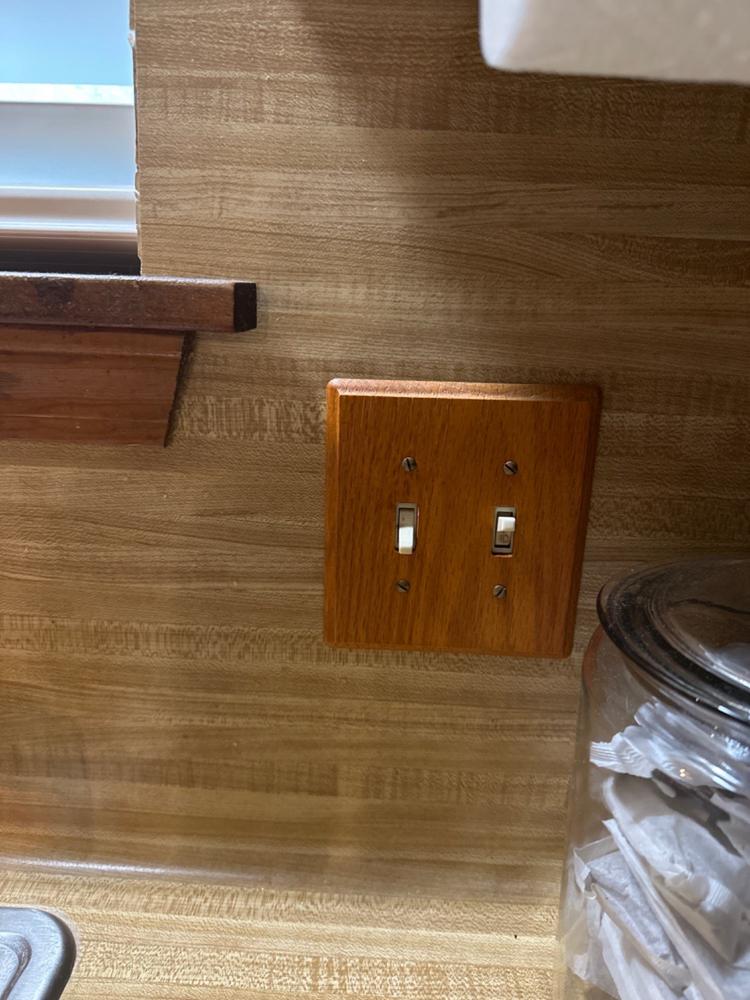 Contemporary Medium Oak Wood - 1 Toggle Wallplate - Customer Photo From Teri Thomas