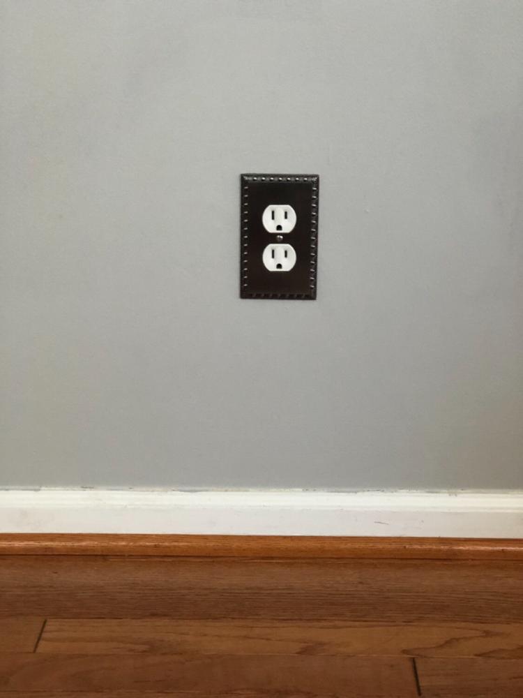 Egg & Dart Antique Nickel Cast - 1 Duplex Wallplate - Customer Photo From Mollie W.