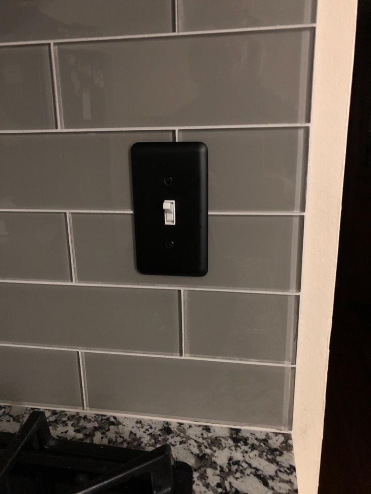 Devon Black Steel - 1 Toggle / 1 Rocker Wallplate - Customer Photo From Lisa I.