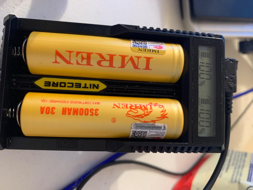 IMREN 18650 3.7V 3500mAh 30A Flat Top Battery (Pack of 2) - Customer Photo From Hawk Pettengill