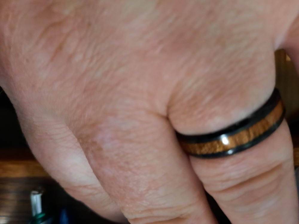 Real Koa Wood Tungsten Wedding Band Ring Brown Black 6MM - Customer Photo From Shawn Levesque