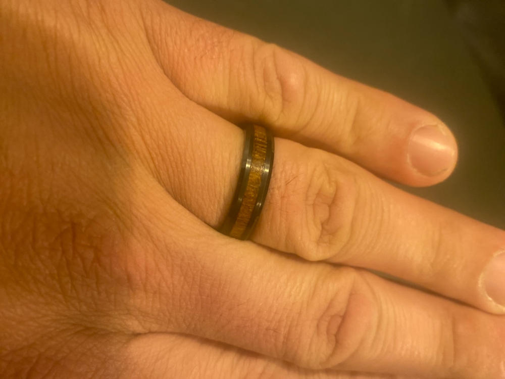 Real Koa Wood Tungsten Wedding Band Ring Brown Black 6MM - Customer Photo From Geiner Valverde