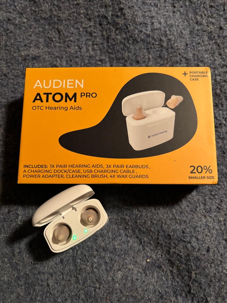 Audien Atom Pro OTC Hearing Aid (Pair) - Customer Photo From Becky Cox