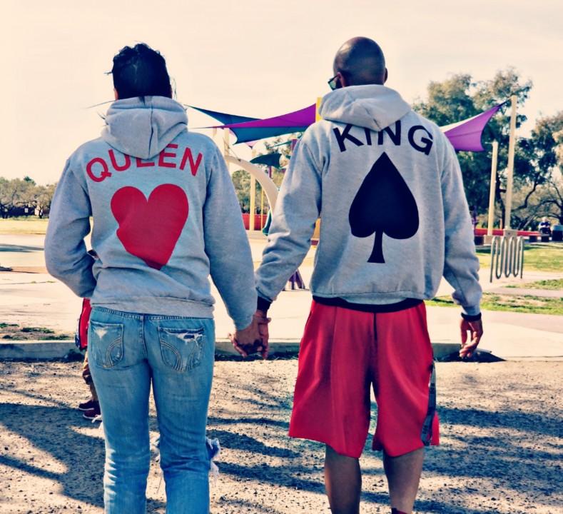 king and queen card hoodies