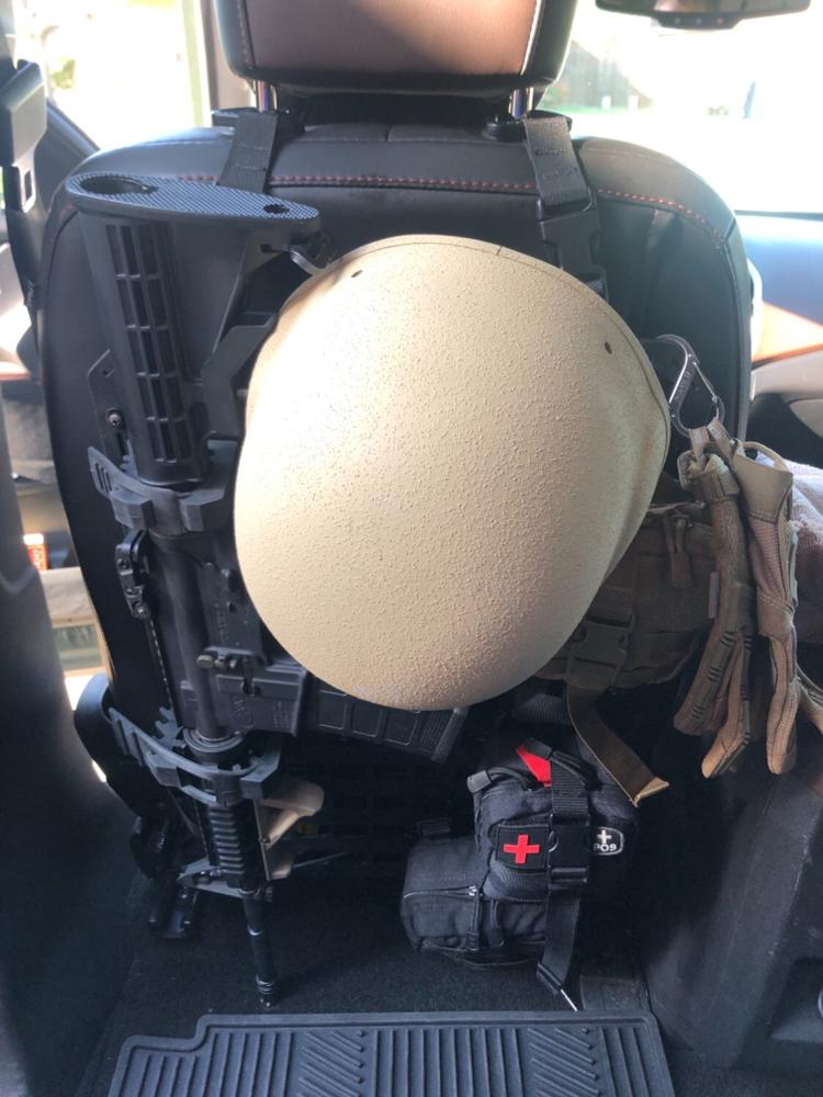 Vehicle Headrest Helmet Rack - 8 X 6 RMP™ - Customer Photo From Elvis W.