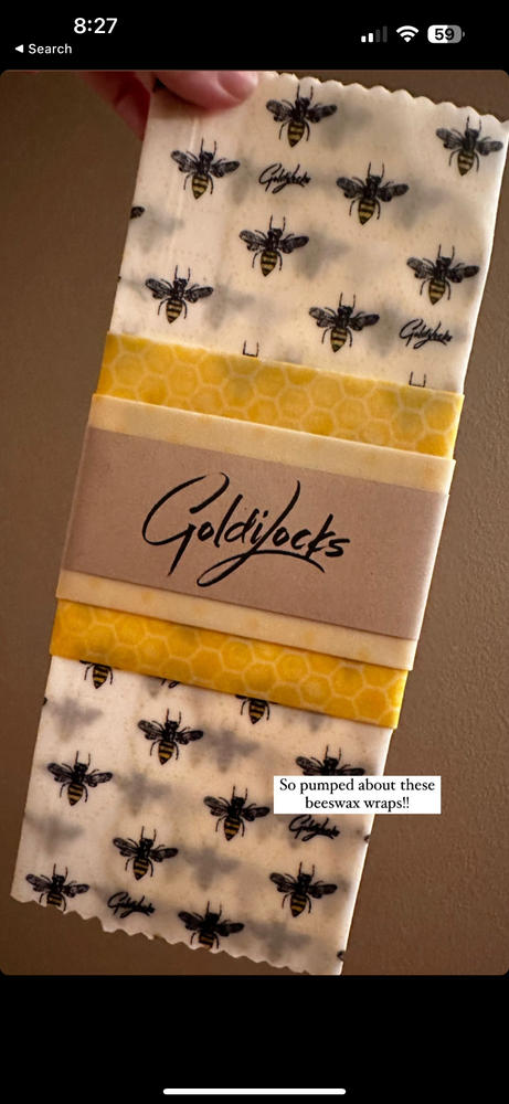 Goldilocks Reusable Beeswax Food Wraps: Honey Bees Set of 3 – Goldilocks  Goods