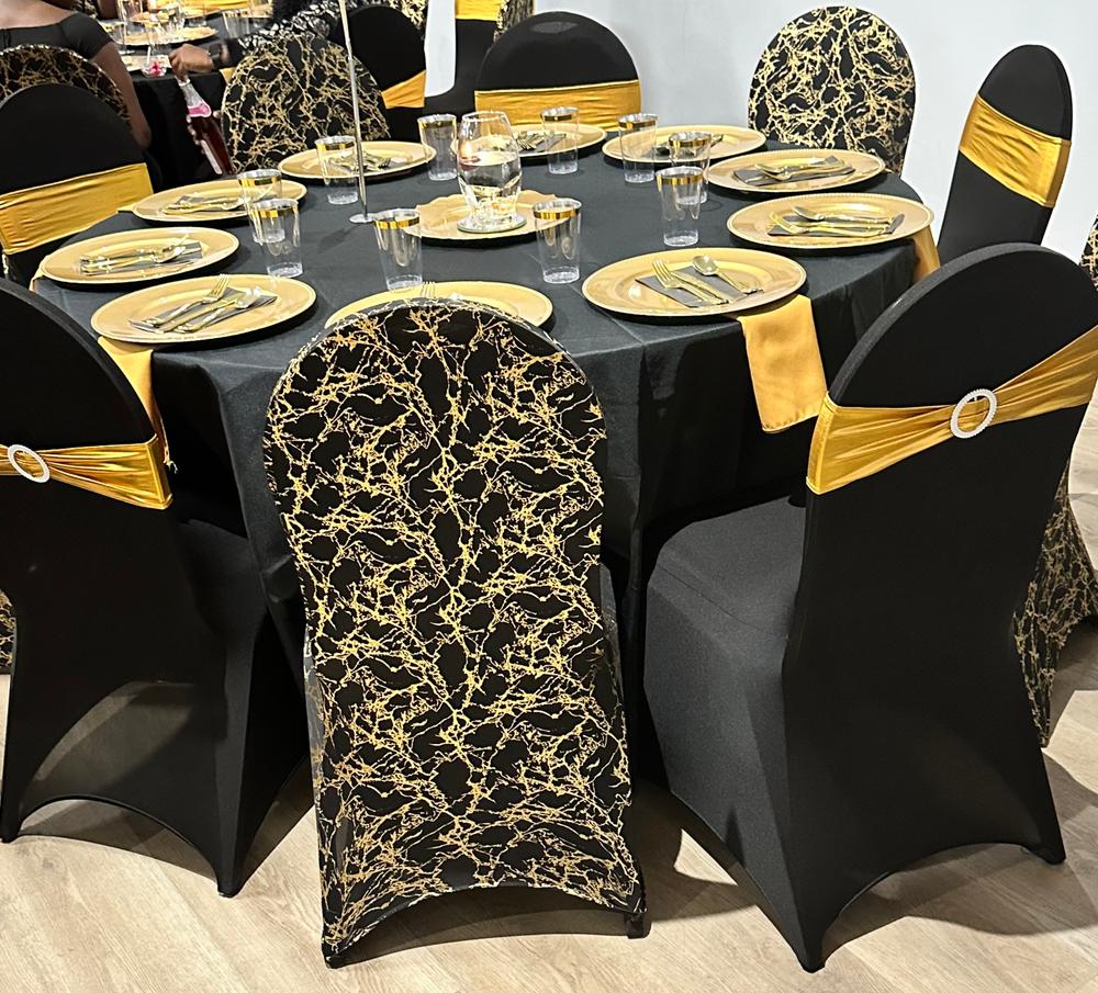  TANIASH Black Chair Covers, 50 PCS Banquet Stretch