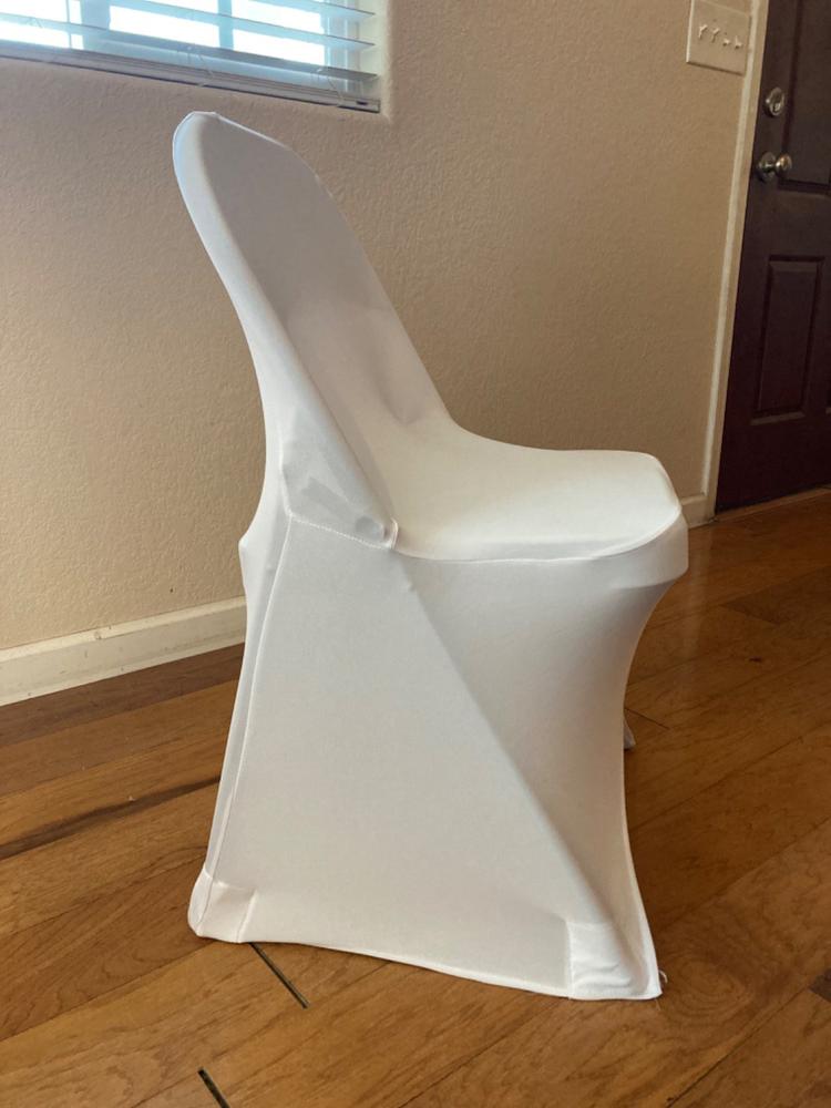 Stretch Spandex Folding Chair Cover White With Silver Marbling