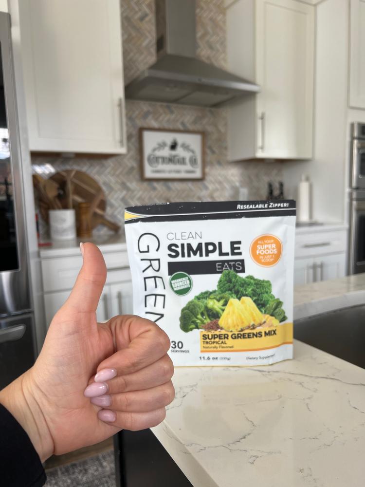 Clean Simple Eats Peachy Greens Powder Mix, Greens Superfood Powder  Smoothie & Juice Mix, Gluten Fre…See more Clean Simple Eats Peachy Greens  Powder