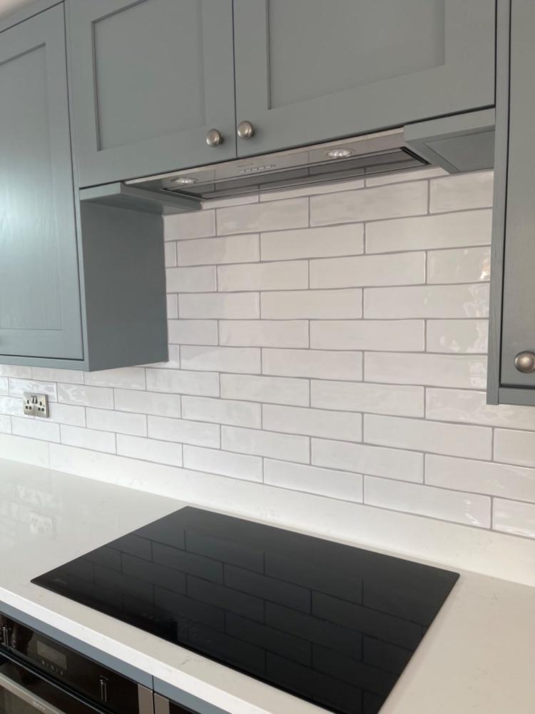 Cotswold Snow White Gloss Handmade Effect Wall Tiles 7.5x30cm - Customer Photo From Claire S.