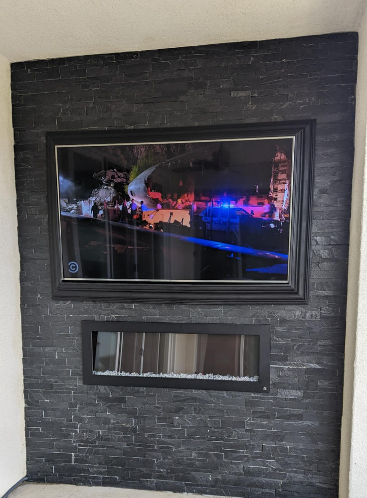 Touchstone Sideline Outdoor 50-Inch Recessed / Wall Mounted Electric Fireplace, No Heat (#80017) - Customer Photo From Joseph A.