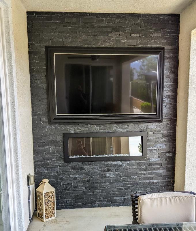 Touchstone Sideline Outdoor 50-Inch Recessed / Wall Mounted Electric Fireplace, No Heat (#80017) - Customer Photo From Joseph A.
