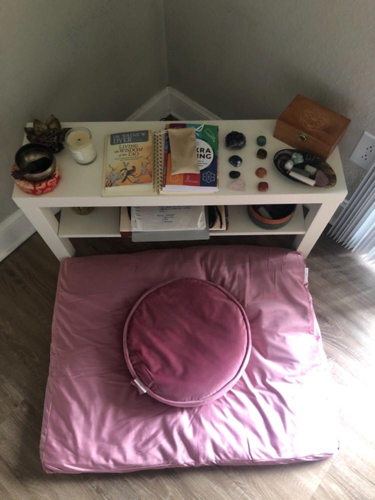 Blush Pink Luxe Velvet Meditation Pillow Set - Customer Photo From Bernadette Moss