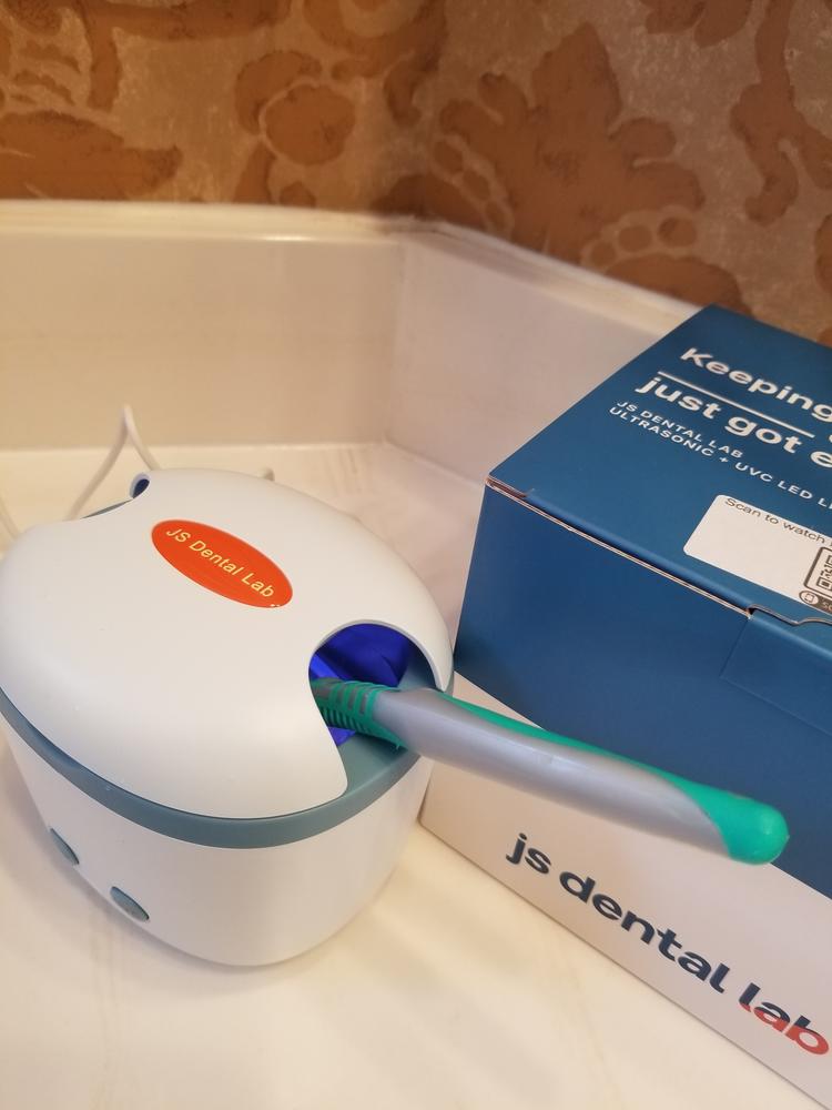 New - Ultrasonic + UVC LED Light Cleaner For Dental Appliances - Customer Photo From Alisa