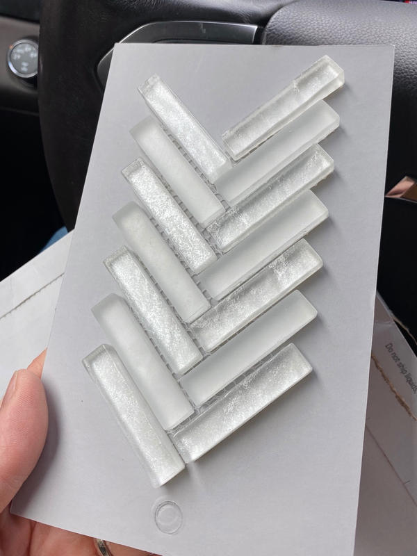 11.8" x 11.8" White Herringbone Glass Tile Tile Club