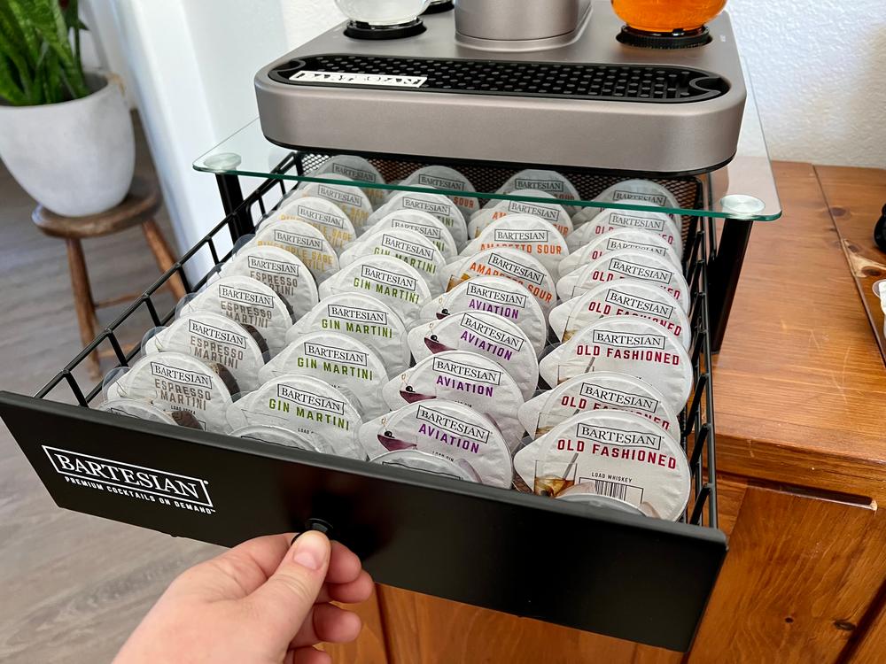  bev by BLACK+DECKER Cocktail Maker Storage Drawer for Bartesian  Capsules, Holds up to 36 Bartesian Pods, Sturdy and Stackable Pod Holder  (BECS132) : Home & Kitchen