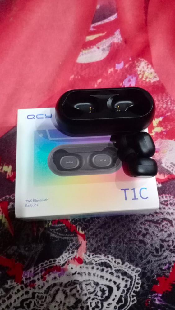 QCY T1C 2020 Upgraded True Wireless Earphones Headphones 3D Stereo Sound with 6mm Drivers with App Control - Black - Customer Photo From Sooraj Kumar