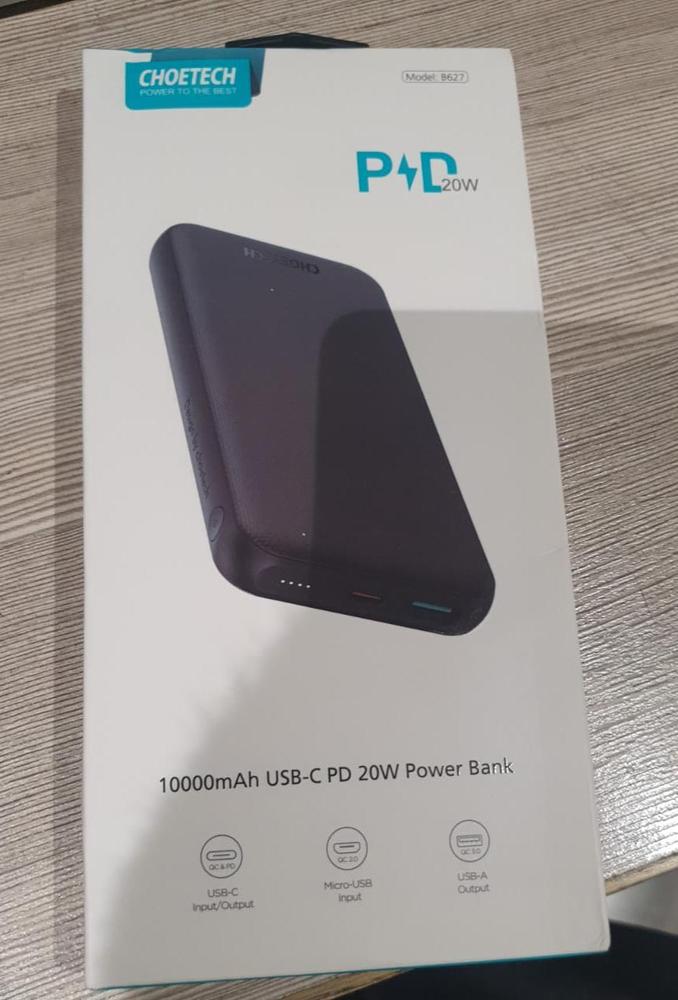 Choetech 10000mAh PD 18W + QC 18W Power Bank with 0.5m Type C to C Cable - Black - B627 - Customer Photo From Umair Younas