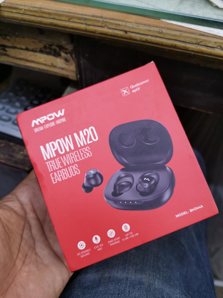 MPOW M20 True Wireless Earbuds with 106 hrs Playtime, IPX7 Waterproof Bluetooth Headphones w/Charging Case, aptX Stereo Wireless Earphones, in-Ear Mini Headset w/CVC 8.0 Mics,Black - Customer Photo From Sheraz Pervaiz