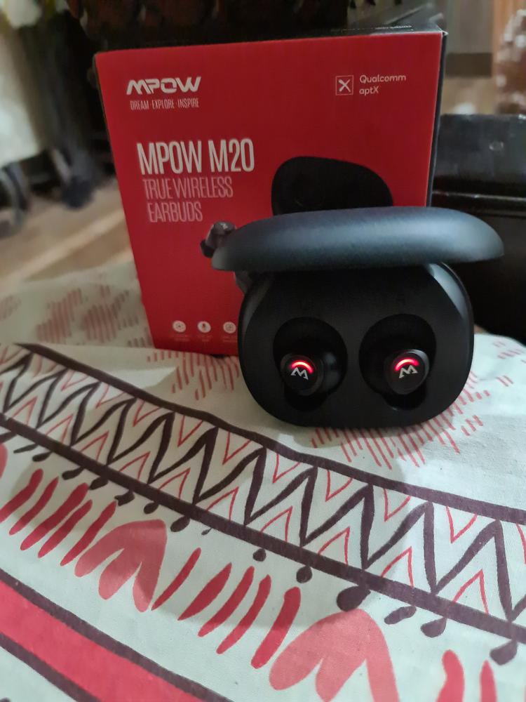 MPOW M20 True Wireless Earbuds with 106 hrs Playtime, IPX7 Waterproof Bluetooth Headphones w/Charging Case, aptX Stereo Wireless Earphones, in-Ear Mini Headset w/CVC 8.0 Mics,Black - Customer Photo From Khawaja Nauman Ahmed