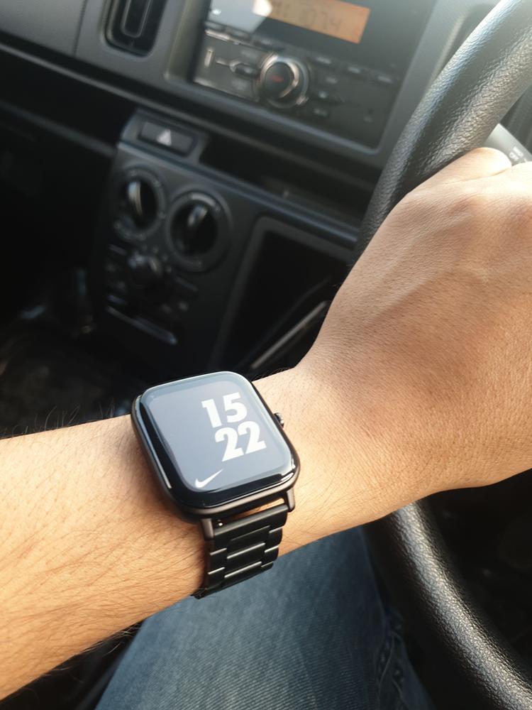 Haylou Watch LS02/SoundPEATS Watch 1 Double Snap Buckle Three Beads Classic and Elegant Stainless Steel Replacement Strap - Black - Customer Photo From Irfan Aleem