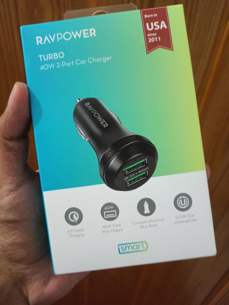 RavPower 40W Dual Port QC3.0 Car Charger Black - RP-VC007 - Customer Photo From Arslan Naseer