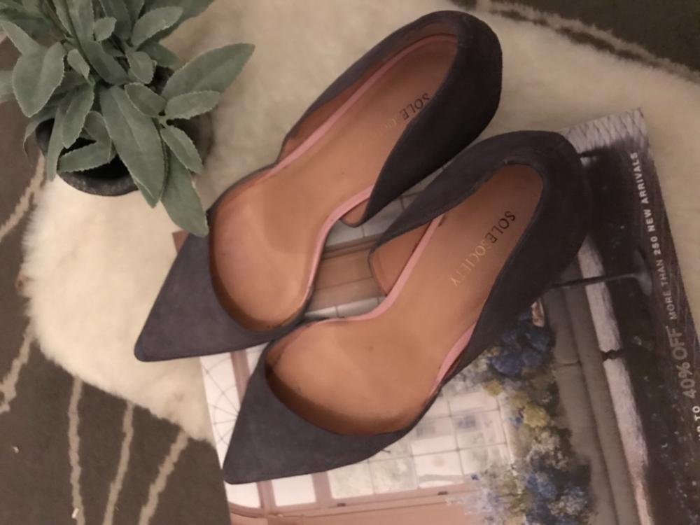 dark grey suede heels